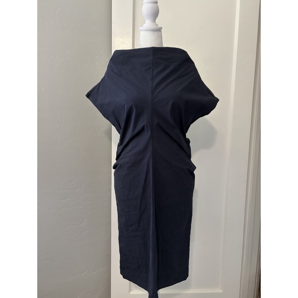 COS Navy Blue Knee Length Dress EU 34 US 2 XS Cotton Architectural Minimalist